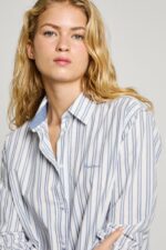 Pepe Jeans Γυναικείο Πουκάμισο PL305002-563 Λευκό/Μπλε - Image 3