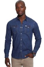 Guess Ανδρικό Τζιν Πουκάμισο M4YH02D3PF6-SAFI Μπλε