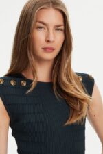 Guess Γυναικείο Πλεκτό Ριπ Τοπ W5YR12Z0130-A807 Πράσινο - Image 3