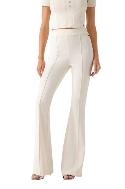 Guess Γυναικείο Παντελόνι Καμπάνα W4YB01KCBO2-G047 Κρεμ