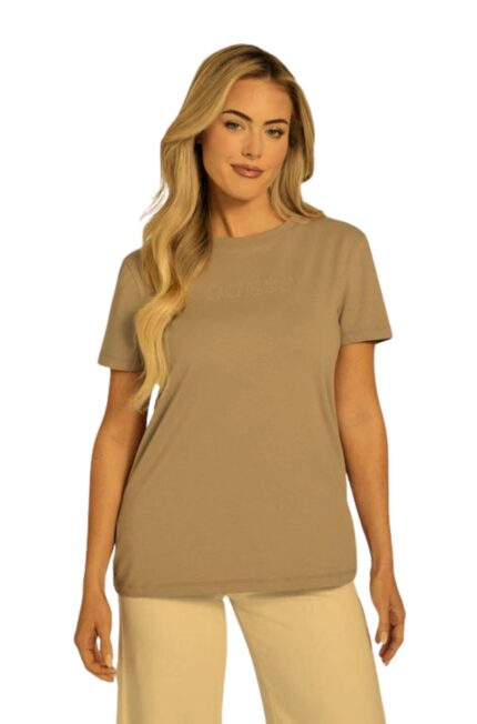 Guess Γυναικείο Κοντομάνικη Μπλούζα W5YP53KCYW2-G8CJ Χακί